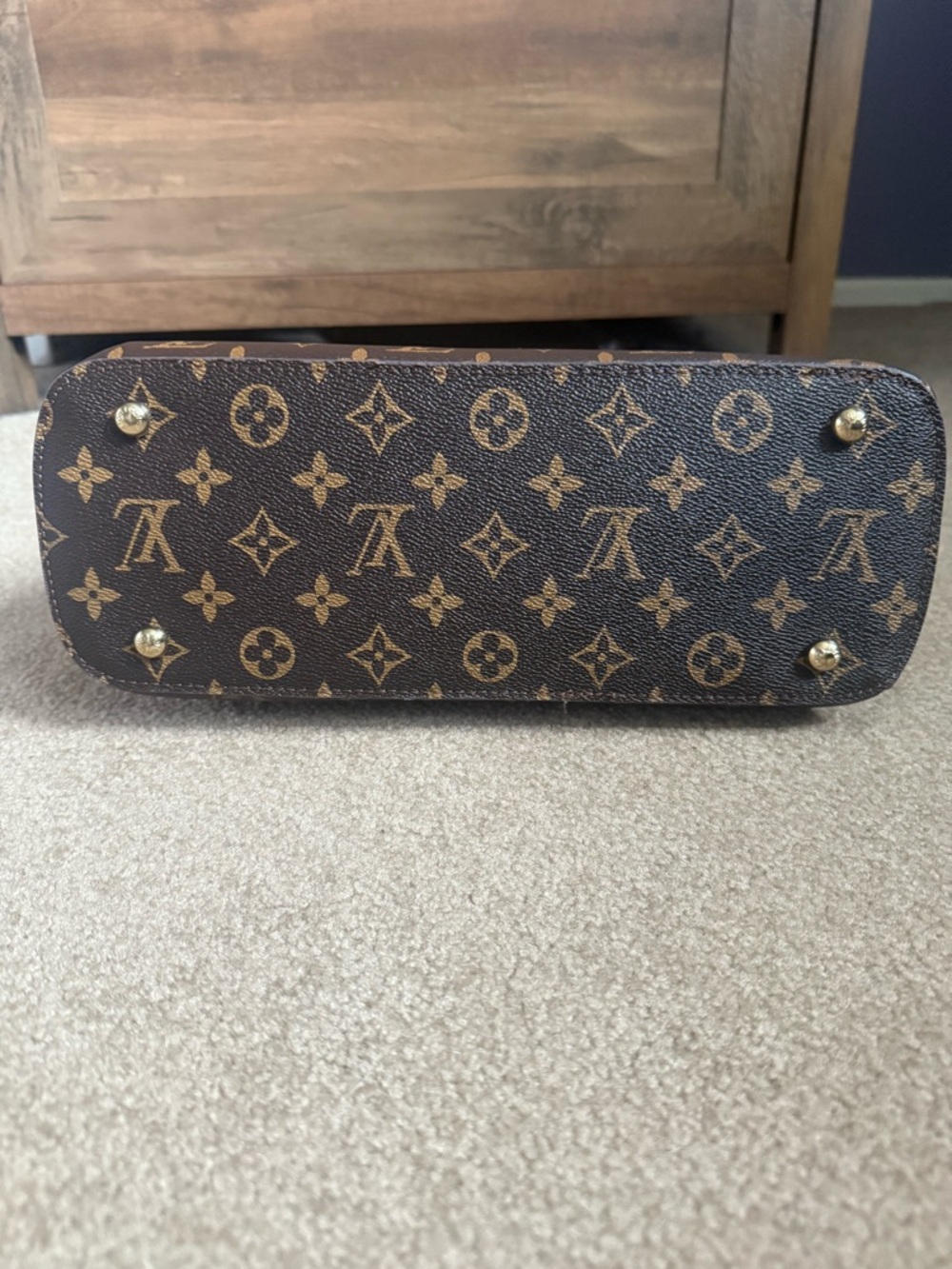Imitation Louis Vuitton Brown Monogram Top-Handle Satchel with Gold Hardware - Picture 4 of 4